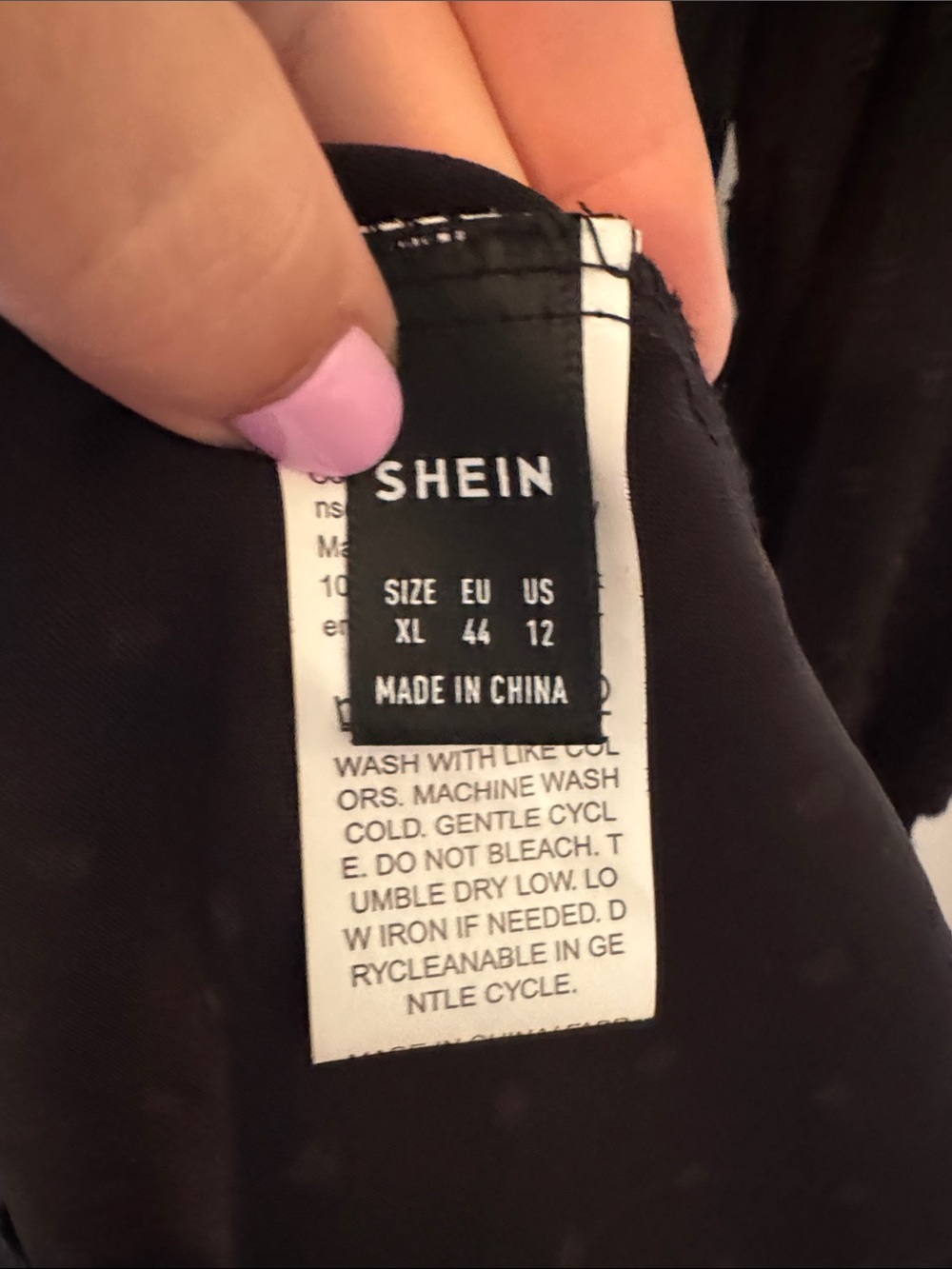 SHEIN Black Long Sleeve Swiss Dot Shift Dress - Picture 2 of 7